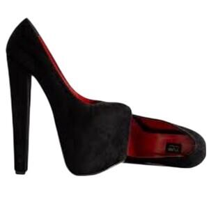 Tajna Black suede chunky heel pumps